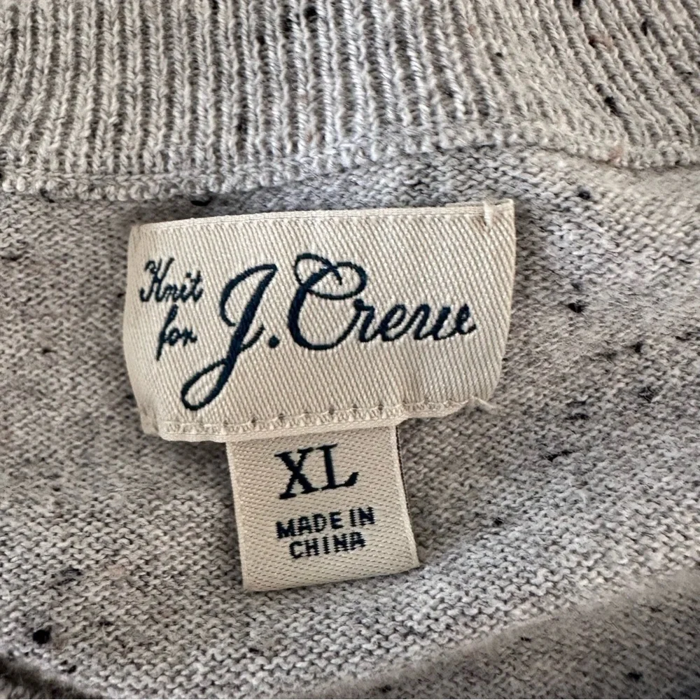 J. Crew Cotton-silk Donegal tweed light gray henley lightweight Sweater XL